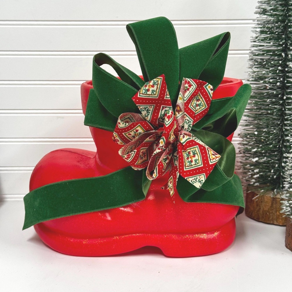 Vintage Santa Boot Blowmold Planter